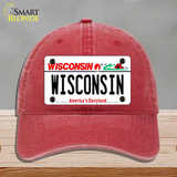 Wisconsin Dairyland Novelty License Plate Hat Unconstructed Cotton / Red