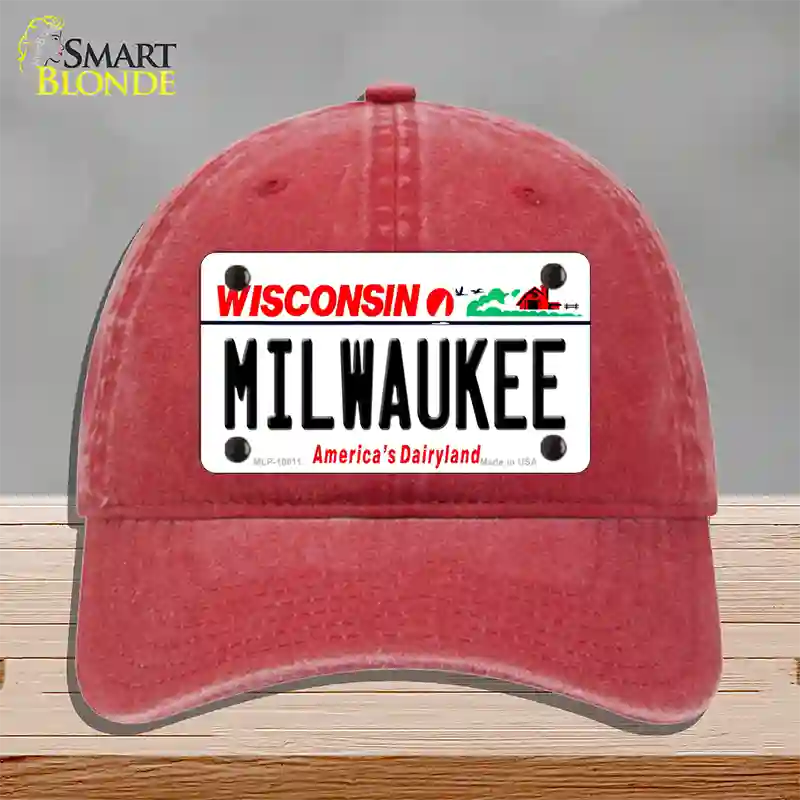 Milwaukee Wisconsin Novelty License Plate Hat Unconstructed Cotton / Red