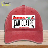 Eau Claire Wisconsin Novelty License Plate Hat Unconstructed Cotton / Red