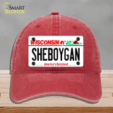 Sheboygan Wisconsin Novelty License Plate Hat Unconstructed Cotton / Red