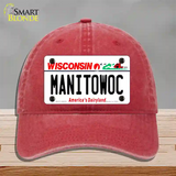 Manitowoc Wisconsin Novelty License Plate Hat Unconstructed Cotton / Red