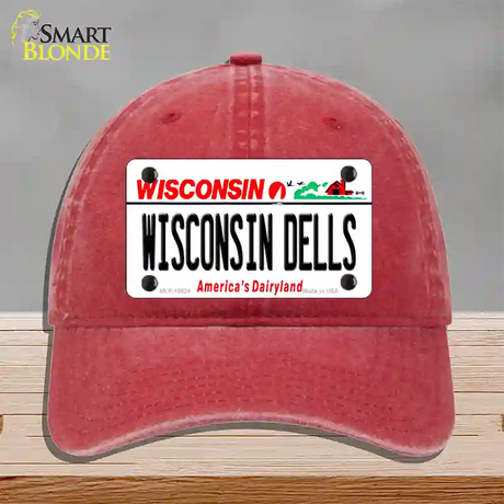 Wisconsin Dells Wisconsin Novelty License Plate Hat Unconstructed Cotton / Red