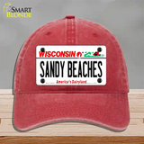 Sandy Beaches Wisconsin Novelty License Plate Hat Unconstructed Cotton / Red