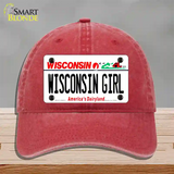 Wisconsin Girl Wisconsin Novelty License Plate Hat Unconstructed Cotton / Red