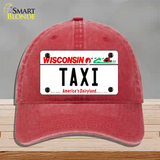 Taxi Wisconsin Novelty License Plate Hat Unconstructed Cotton / Red