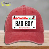 Bad Boy Wisconsin Novelty License Plate Hat Unconstructed Cotton / Red