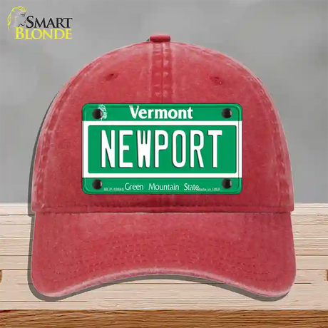 Newport Vermont Novelty License Plate Hat Unconstructed Cotton / Red