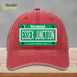 Essex Junction Vermont Novelty License Plate Hat Unconstructed Cotton / Red