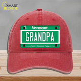 Grandpa Vermont Novelty License Plate Hat Unconstructed Cotton / Red