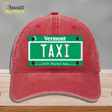 Taxi Vermont Novelty License Plate Hat Unconstructed Cotton / Red