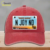 N Joy ND North Dakota Novelty License Plate Hat Unconstructed Cotton / Red