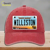 Williston North Dakota Novelty License Plate Hat Unconstructed Cotton / Red