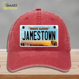 Jamestown North Dakota Novelty License Plate Hat Unconstructed Cotton / Red