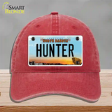 Hunter North Dakota Novelty License Plate Hat Unconstructed Cotton / Red