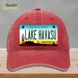 Lake Havasu Arizona Novelty License Plate Hat Unconstructed Cotton / Red