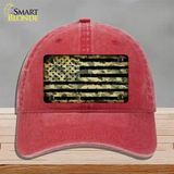 Camo American Flag Novelty License Plate Hat Unconstructed Cotton / Red