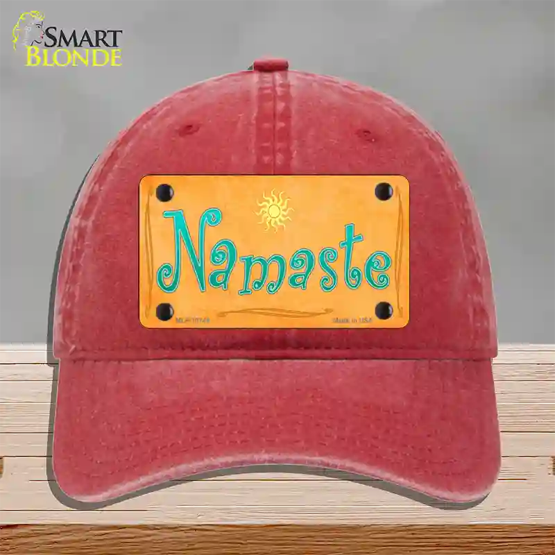 Namaste Novelty License Plate Hat Unconstructed Cotton / Red