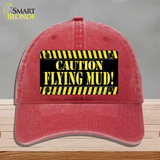 Caution Flying Mud Novelty License Plate Hat Unconstructed Cotton / Red