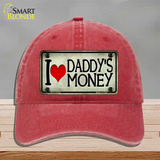 I Love Daddys Money Novelty License Plate Hat Unconstructed Cotton / Red