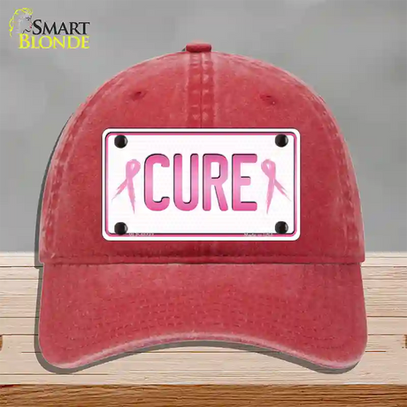 Cure Novelty License Plate Hat Sign Unconstructed Cotton / Red