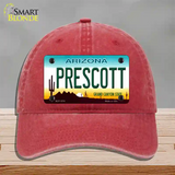 Prescott Arizona Novelty License Plate Hat Unconstructed Cotton / Red