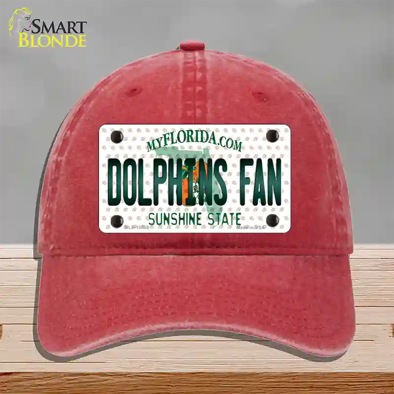 Dolphins Fan Florida Novelty License Plate Hat Unconstructed Cotton / Red