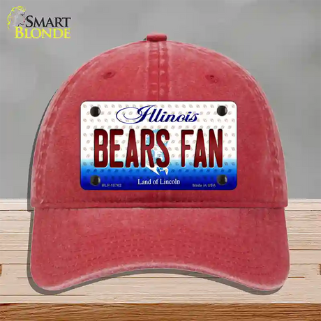 Bears Fan Illinois Novelty License Plate Hat Unconstructed Cotton / Red