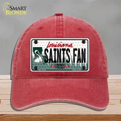 Saints Fan Louisiana Novelty License Plate Hat Unconstructed Cotton / Red