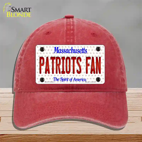 Patriots Fan Massachusetts Novelty License Plate Hat Unconstructed Cotton / Red