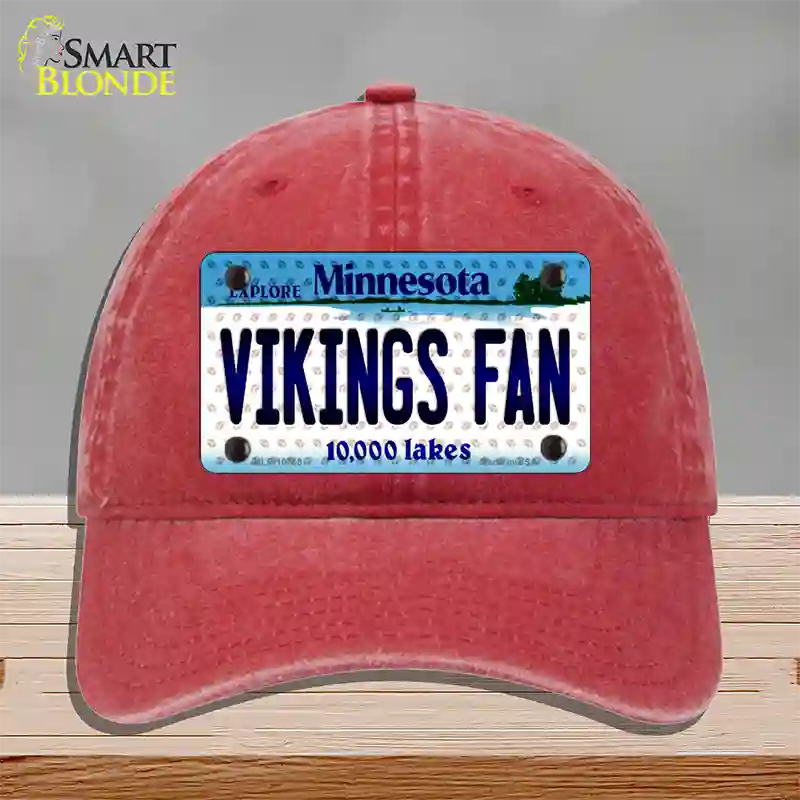 Vikings Fan Minnesota Novelty License Plate Hat Unconstructed Cotton / Red