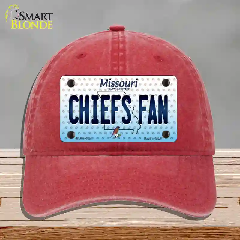 Chiefs Fan Missouri Novelty License Plate Hat Unconstructed Cotton / Red