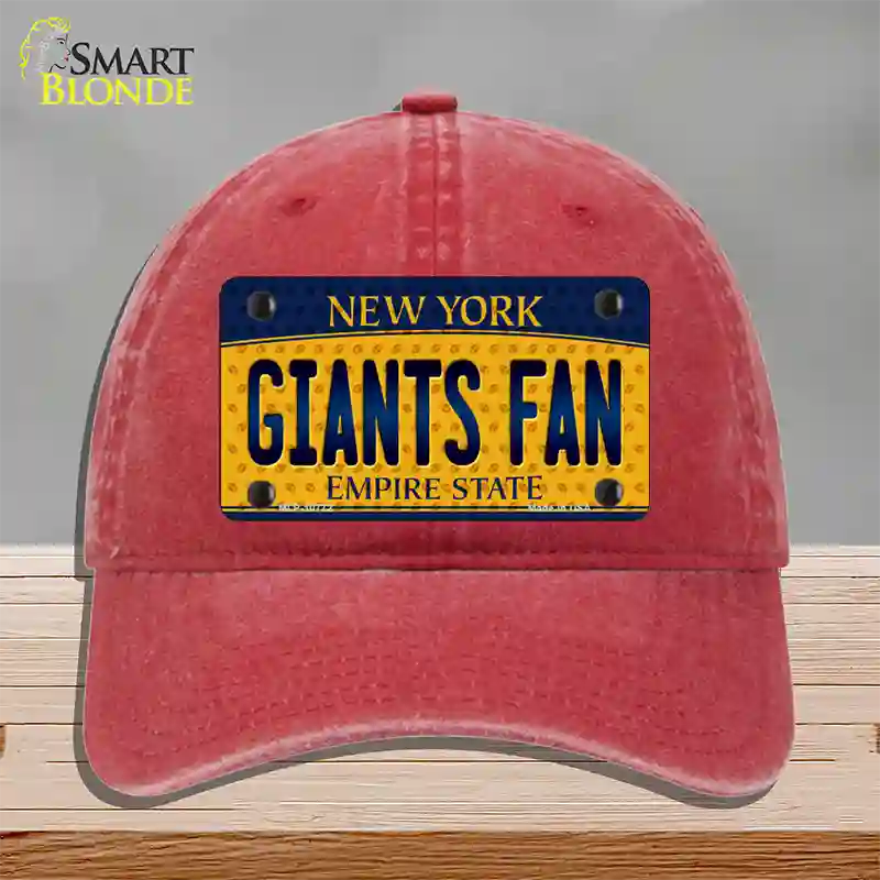 Giants Fan New York Novelty License Plate Hat Unconstructed Cotton / Red