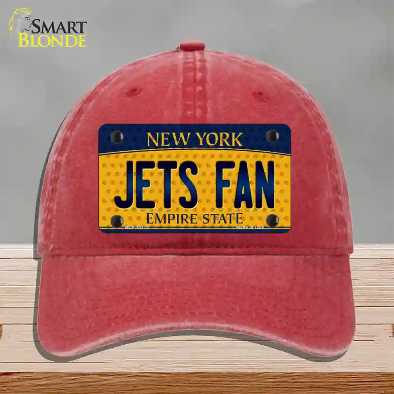 Jets Fan New York Novelty License Plate Hat Unconstructed Cotton / Red