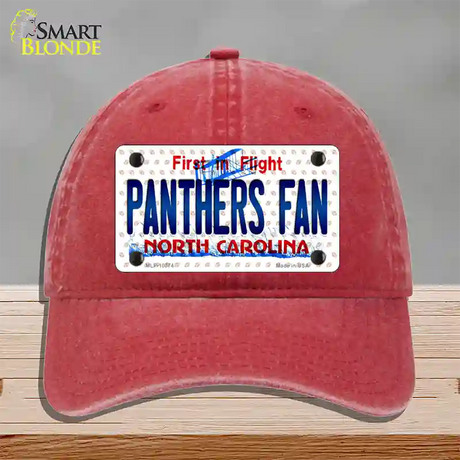 Panthers Fan North Carolina Novelty License Plate Hat Unconstructed Cotton / Red