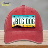 Big Dog Arizona Novelty License Plate Hat Unconstructed Cotton / Red