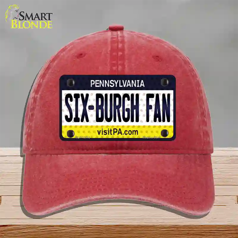 Six Burgh Fan Pennsylvania Novelty License Plate Hat Unconstructed Cotton / Red