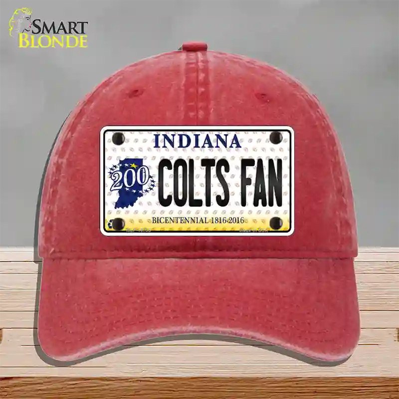 Colts Fan Bicentennial Indiana Novelty License Plate Hat Unconstructed Cotton / Red