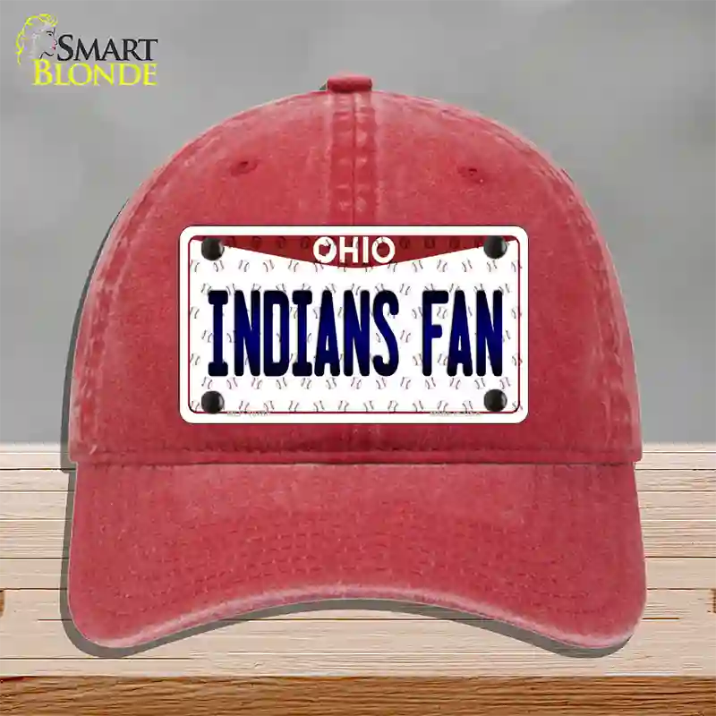 Indians Fan Ohio Novelty License Plate Hat Unconstructed Cotton / Red