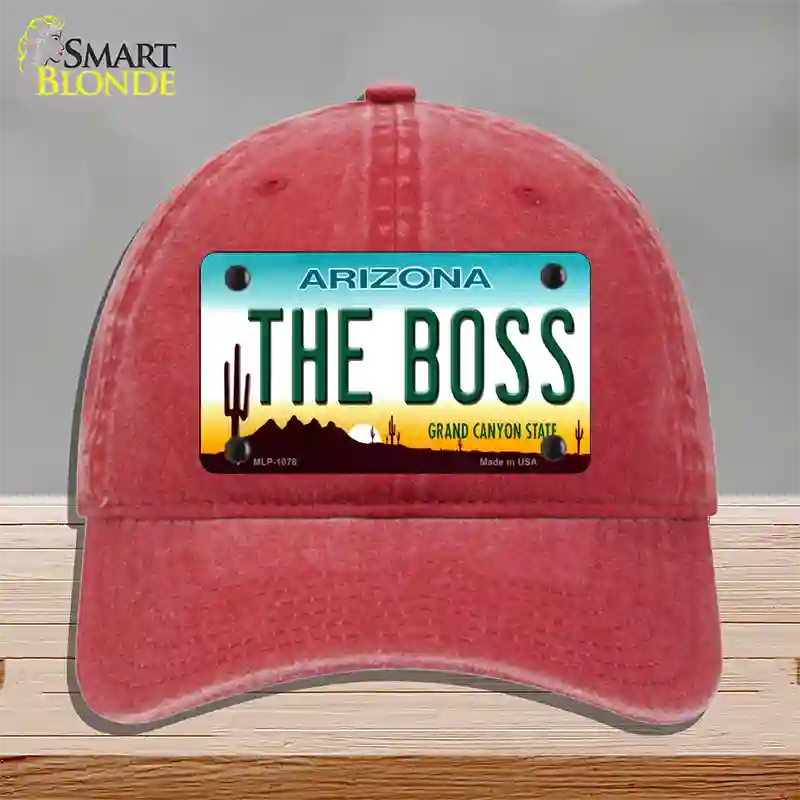 The Boss Arizona Novelty License Plate Hat Unconstructed Cotton / Red