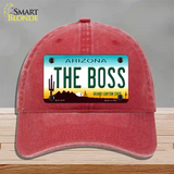 The Boss Arizona Novelty License Plate Hat Unconstructed Cotton / Red