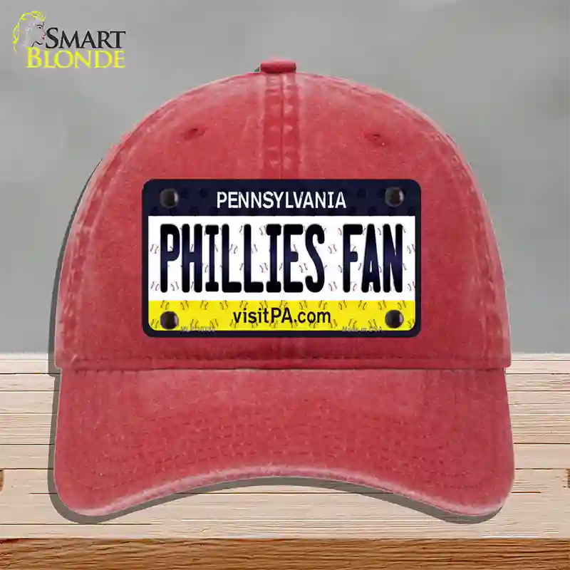 Phillies Fan Pennsylvania Novelty License Plate Hat Unconstructed Cotton / Red