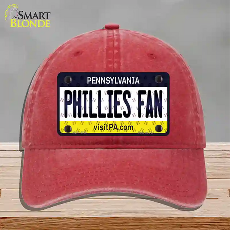 Phillies Fan Pennsylvania Novelty License Plate Hat Unconstructed Cotton / Red