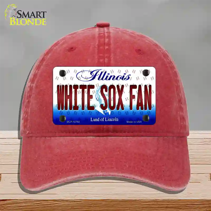 White Sox Fan Illinois Novelty License Plate Hat Unconstructed Cotton / Red