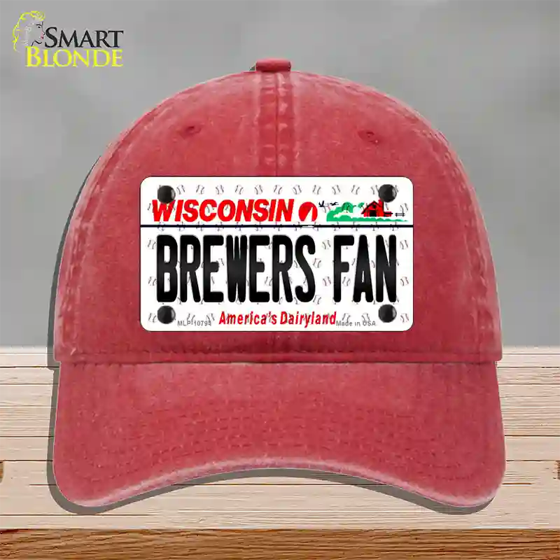 Brewers Fan Wisconsin Novelty License Plate Hat Unconstructed Cotton / Red