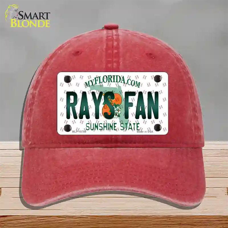 Rays Fan Florida Novelty License Plate Hat Unconstructed Cotton / Red