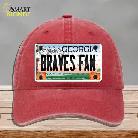 Braves Fan Georgia Novelty License Plate Hat Unconstructed Cotton / Red