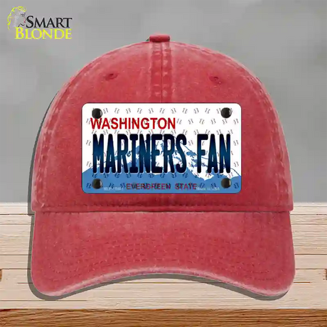 Mariners Fan Washington Novelty License Plate Hat Unconstructed Cotton / Red