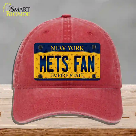 Mets Fan New York Novelty License Plate Hat Unconstructed Cotton / Red