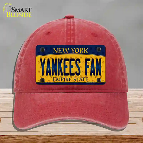 Yankees Fan New York Novelty License Plate Hat Unconstructed Cotton / Red