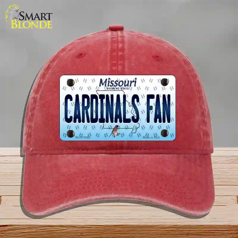 Cardinals Fan Missouri Novelty License Plate Hat Unconstructed Cotton / Red